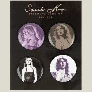 Taylor Swift Merch Pin Set Brand New Great Gift Includes 4 Pins Speak Now